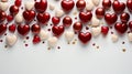 Top view of a large number of red hearts on a white background. AI Generated Royalty Free Stock Photo