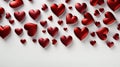 Top view of a large number of red hearts on a white background. AI Generated Royalty Free Stock Photo