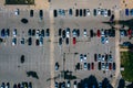 Top view of large parking lot taken by drone Royalty Free Stock Photo