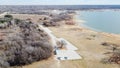 Top view large parking lots near woody park and lakeside picnic area at Grapevine Lake, Texas, America Royalty Free Stock Photo