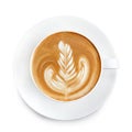 Top view latte art coffee