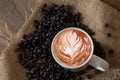 top view latte art coffee