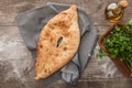 View of lavash bread on gray