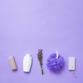 top view lavender concept spa products. High quality photo