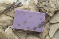 top view lavender soap rocks. High quality photo