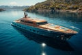 A top view of a lavish private yacht enjoying summers serenity