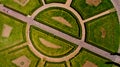 Top view of the lawn with geometric.