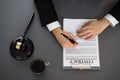 Top view lawyer signing contract in law firm office concept. Equilibrium Royalty Free Stock Photo