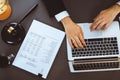 Top view lawyer working on his desk with laptop at law firm. Equilibrium Royalty Free Stock Photo