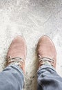 Top view leather shoe detail on floor Royalty Free Stock Photo