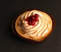 Top view of lemon tartlet with cream