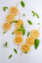 Top view with lemon theme on white background. Royalty Free Stock Photo