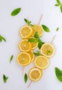 Top view with lemon theme on white background. Royalty Free Stock Photo