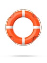 Top view of lifebuoy, isolated on a white background with shadow. 3d rendering of orange life ring buoy. Royalty Free Stock Photo