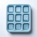 Top View of Light Blue Silicone Ice Cube Tray on White Background Royalty Free Stock Photo