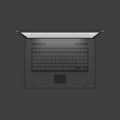 Top view lighting display realistic open laptop at darkness shadow workplace working at night vector