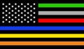 Top view of Line First Responder flag, no flagpole. Plane design, layout. Flag background