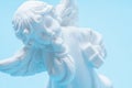 Top view of little beautiful guardian angel on the cloud Royalty Free Stock Photo