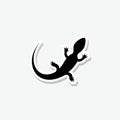 Top view lizard sticker icon isolated on gray background