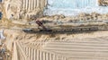 Top view, loading sand into wagons Royalty Free Stock Photo
