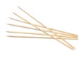 Top view of long bamboo wood BBQ skewers