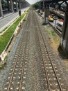 Top view Railroad tracks in bangkok Royalty Free Stock Photo