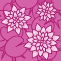 Top view lotus flowers and leaves seamless pattern
