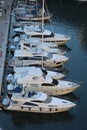 Top View Of Luxurious Sailing Yachts And Boats Moored In The Port Of Fontvieille In Monaco Royalty Free Stock Photo