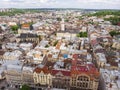 Top View on Lviv city center aerial view at Summertime midday, Western Ukraine Royalty Free Stock Photo