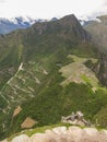 At the top - a view of Machu Picchu from Wayna Picchu mountain Royalty Free Stock Photo