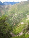 At the top - a view of Machu Picchu from Wayna Picchu mountain Royalty Free Stock Photo