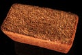 top view macro rectangular rye bread with sesame seeds