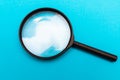 Top view Magnifying Glass, Isolated On Blue Background