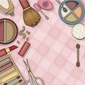 Top view of make up table Royalty Free Stock Photo