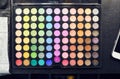 Top view makeup colorful eyeshadow palette