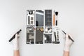 Man repair modern smartphone in service center Royalty Free Stock Photo