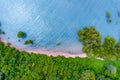 Top view mangrove forest trees with beautiful sea surface and small waves,Ecosystem and healthy environment concept and nature Royalty Free Stock Photo