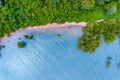 Top view mangrove forest trees with beautiful sea surface and small waves,Ecosystem and healthy environment concept and nature Royalty Free Stock Photo