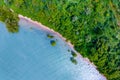 Top view mangrove forest trees with beautiful sea surface and small waves,Ecosystem and healthy environment concept and nature Royalty Free Stock Photo