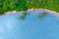 Top view mangrove forest trees with beautiful sea surface and small waves,Ecosystem and healthy environment concept and nature Royalty Free Stock Photo