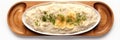 Top View, Mansaf On A Wooden Boardon White Background Top View Mansaf, Wooden Board, White Backgroun