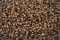 top view of many freshly roasted coffee beans