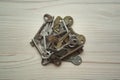 Top view of many old rusty key Royalty Free Stock Photo