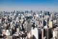 Top view of many residential buildings with faraway Mt. Fuji Royalty Free Stock Photo