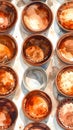 Top View of Many Small Copper Bowls Filled with Spices Royalty Free Stock Photo
