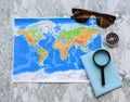 Planning a trip or adventure. dollars money background.Financial concept.Travel planning dreams.