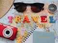 Planning a trip or adventure. dollars money background.Financial concept.Travel planning dreams.