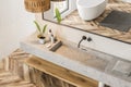 Top view of marble bathroom sink Royalty Free Stock Photo