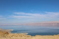 Top view from Masada fortress to the Judean desert and the Dead Sea Royalty Free Stock Photo