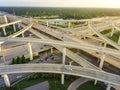 Top view massive highway intersection, stack interchange